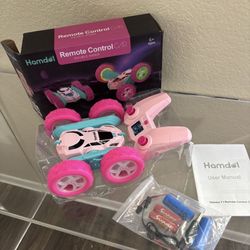 cosone Pink Remote Control Car for Girls - RC Stunt Cars with 4WD Double-Sided Driving 360° Flips Rotating, Off Road Remote Car Outdoor Toys for Kids 