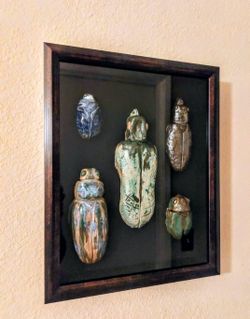 Ceramic Beetle Collection ~ Wall Display Case ~ 15.5"H x 12.5"W