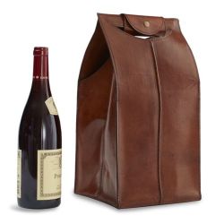 Vintage Leather 4 Bottle Wine Liquor Bottle Carrier Bag