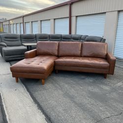 Brown Faux Leather 2 Piece Sectional ( Can Deliver For $10 )