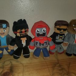 Tube Heroes 8 Inch Soft Plush Collection! 5 Unique Characters! Excellent Condition! 