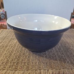 GLAZED COBALT BLUE STONEWARE BOWL