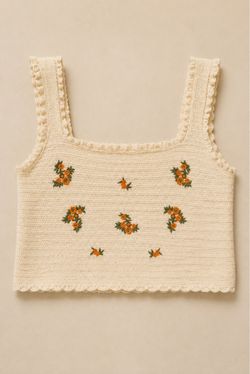 Warm ivory knit crop size Large