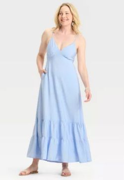 Women's Open Back Maxi Dress - A New Day Blue S