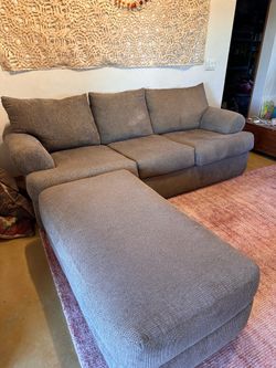 Large Comfy Sofa + Oversized Ottoman – Clean, Great Condition