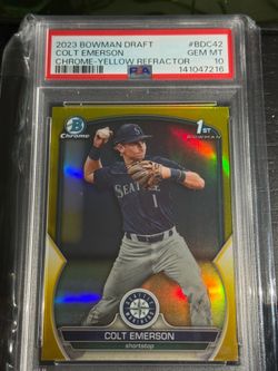 🔥 Colt Emerson 1st Bowman Yellow Refractor PSA 10 /75 🔥