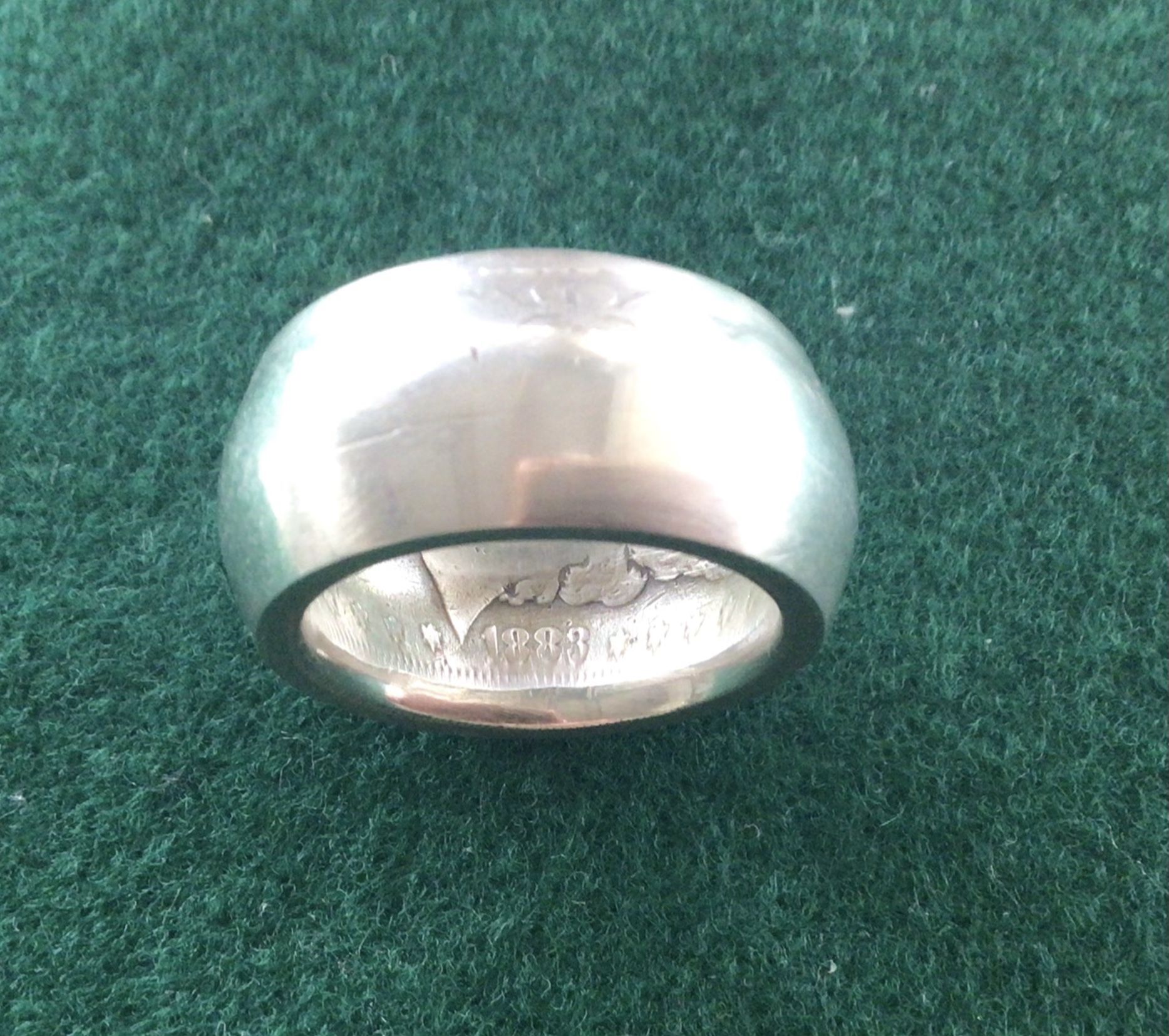 Ring, Newly Made 1883 Morgan Silver Dollar Ring Size 8