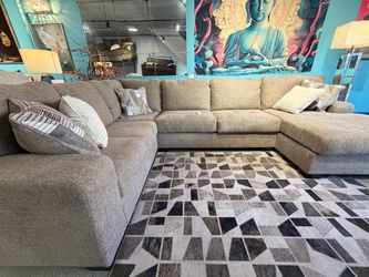 Ashley Furniture Large Gray Fabric Sectional Sofa