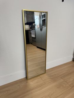 40” x 14” - Skinny Gold Framed, Rectangular Bedroom/Living Room/Bathroom Mirror