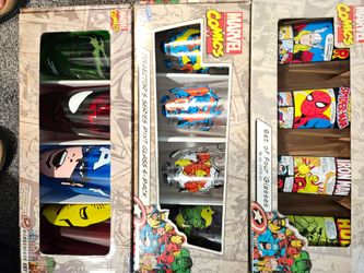 Marvel collector glassware - 3 sets of 4