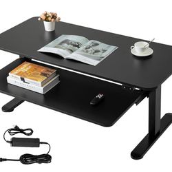 Electric Adjustable Coffee Table with Pull-Out Tray for Home and Office (Black, 47.2"x21.65")