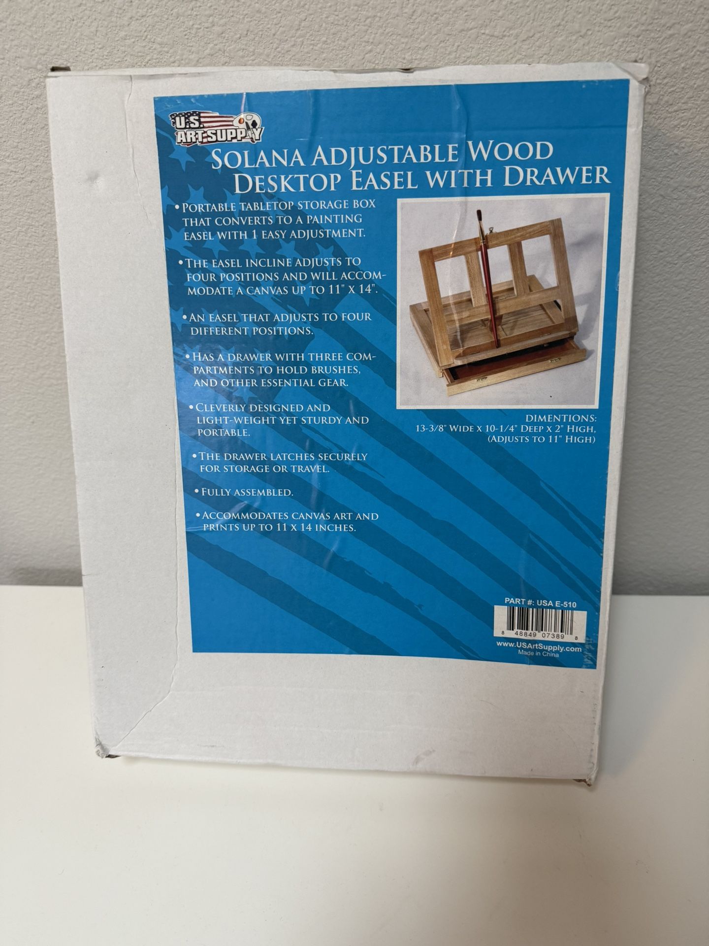NIB Wood Table Easel With Drawer