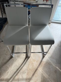 White Faux Leather Counter Stools Set of 2