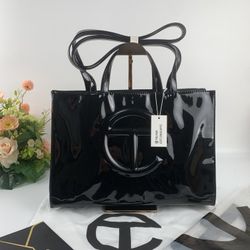 Telfar Brand New Black Patent Leather Medium Bag