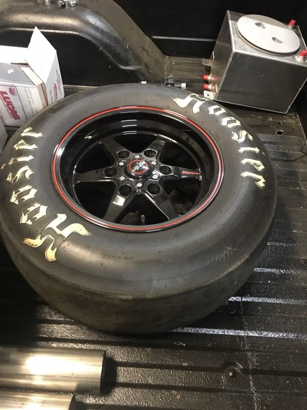 Silverado race stars 15x10 with slicks (rear pair)