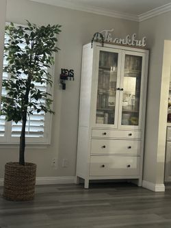 Large White Cabinet With Glass Doors