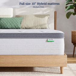 Full Mattress, 10 Inch Full Size , Pocket Innerspring Pillow Top . Medium firm