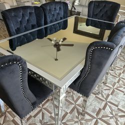 Z Gallerie Sophie Dining Table With  Velvet Chairs
