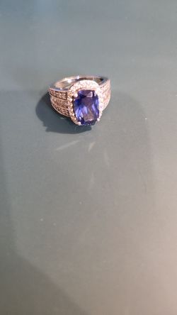 Blue And White CZ Ring
