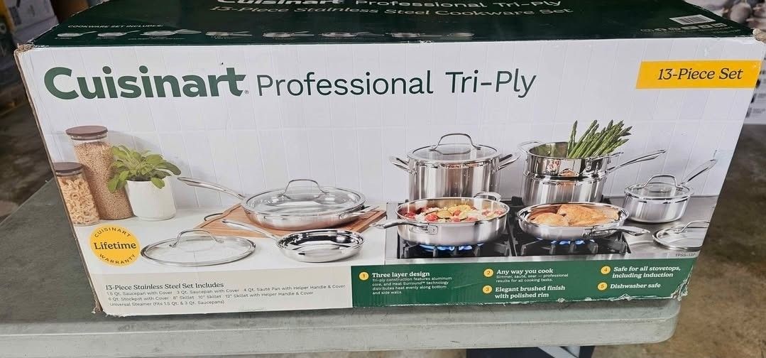 Cuisinart 13 Piece Tri Ply Stainless Steel Cookware Set