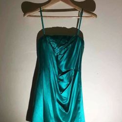 BCBGMAXAZRIA Satin Tube Dress in Teal size small 4-6