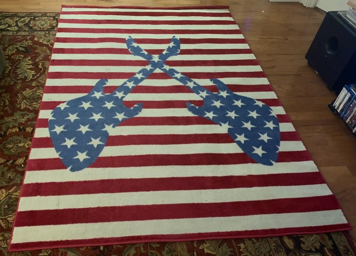 American Flag Guitar Rug 7.8x5.5'