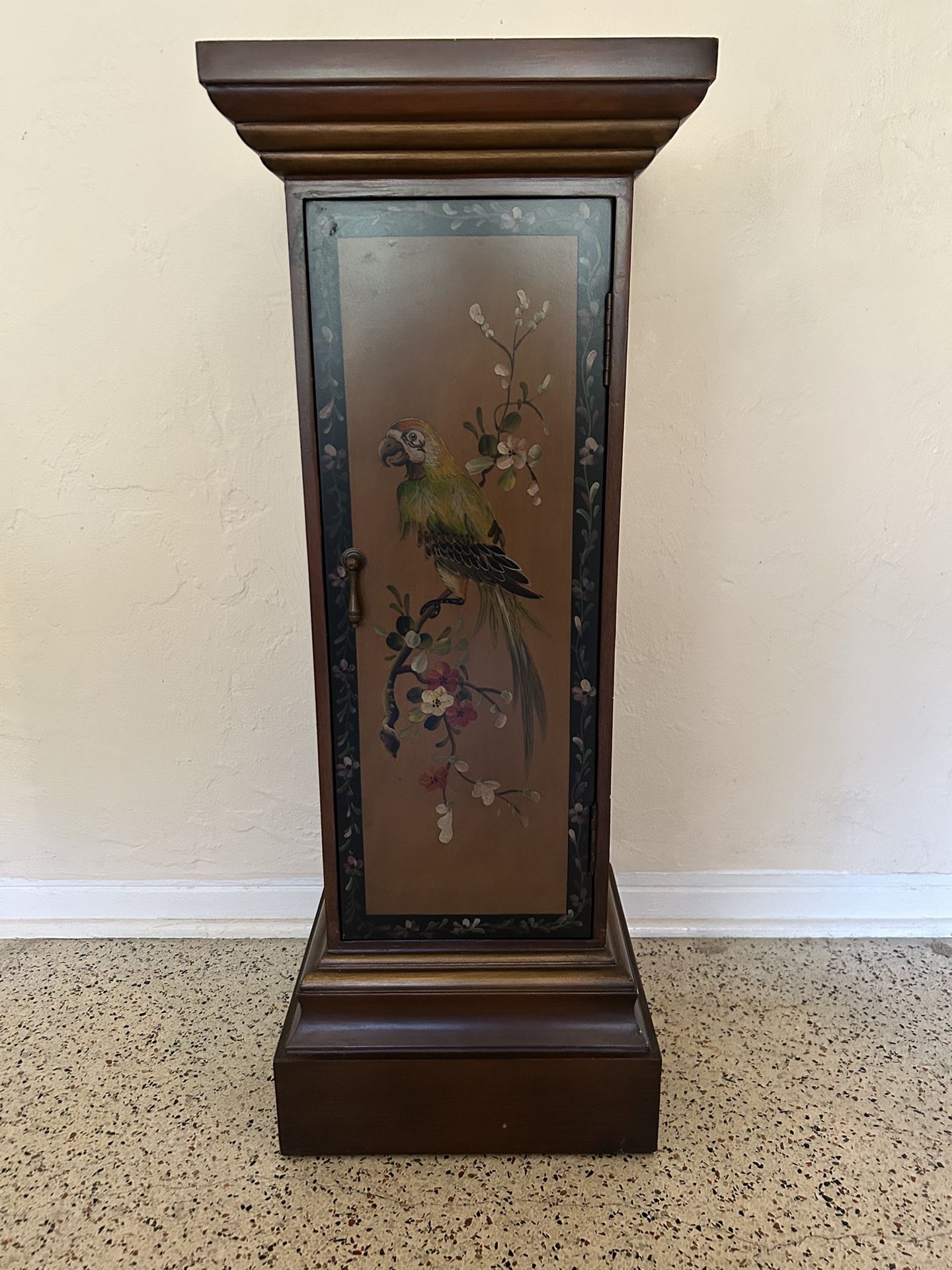 Pedestal Cabinet with Parrot Motif