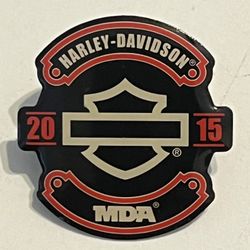 Very Good HARLEY DAVIDSON 2015 MDA VEST JACKET HAT PIN. Double Pin Back Button.
