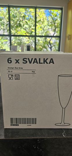 IKEA Svalka Asa Gray Champagne Flute Set of Six Clear Glass
