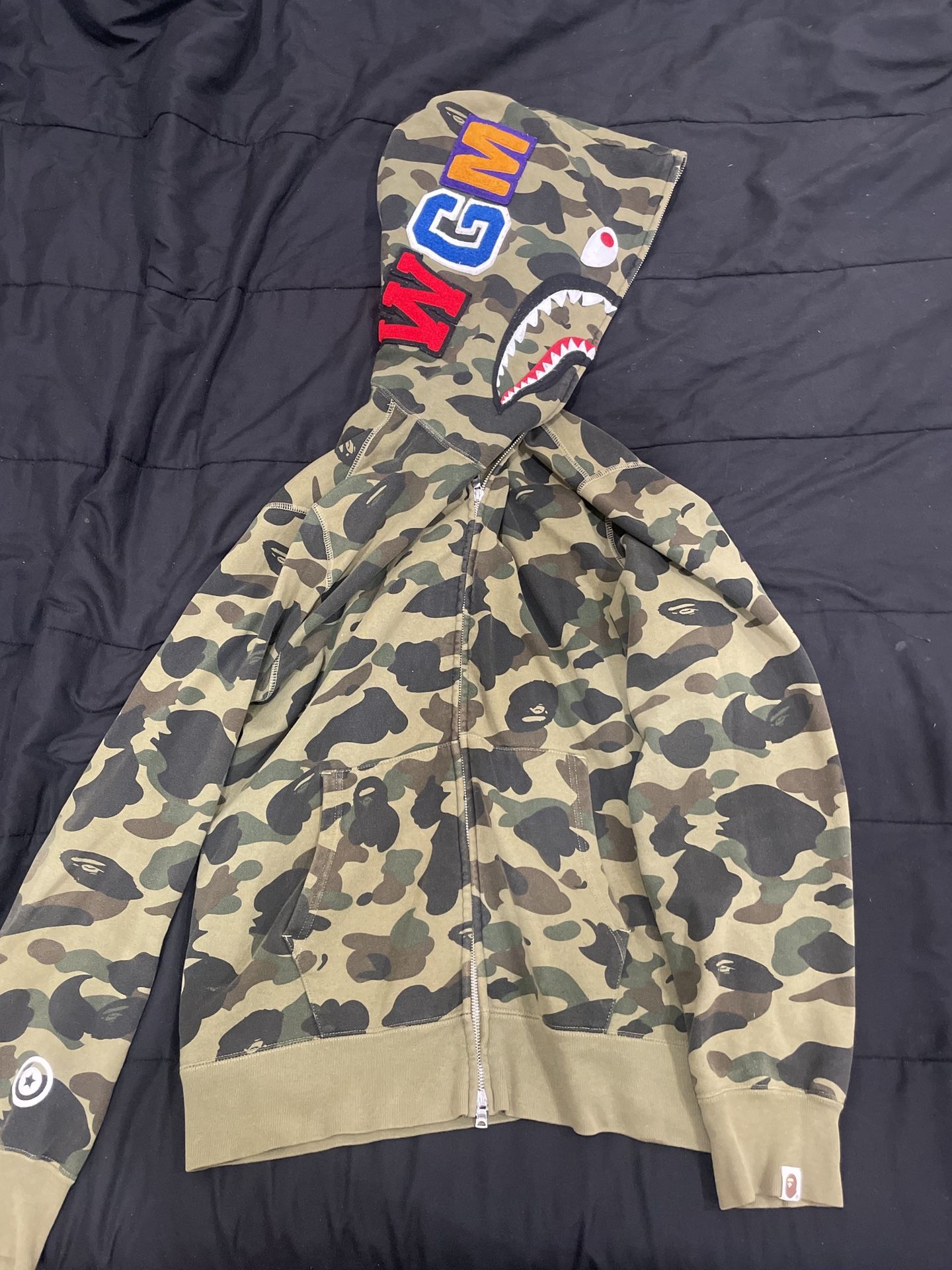 BAPE 1st Shark Full Zip Green Camo Hoodie