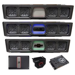 CHEVY SILVERADO GMC SIERRA CREW CABS FULL BASS PACKAGE KICKER AUDIO CUSTOM PORTED BOX INSTALLED