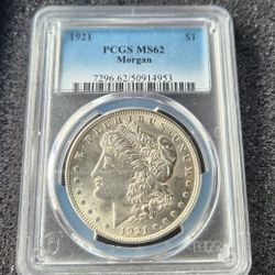 1921 Morgan Silver Dollar PCGS MS62