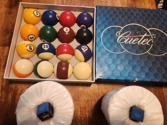 Cuetec pool balls? 2 pieces of chalk and 2 big hand powders
