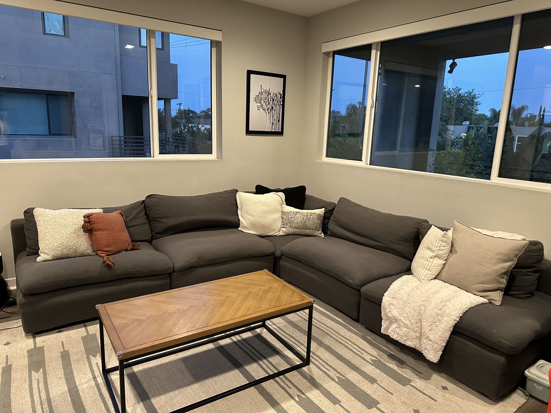 All Modern Blazyk 118” Symmetrical Grey Couch