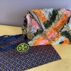 Tory Burch/ Women/ Multicolored Sadie Rug Textured Shoulder Bag/ New