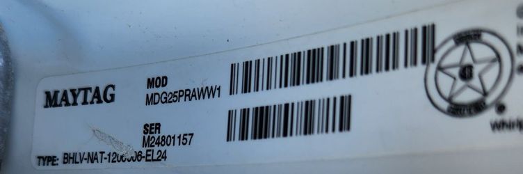 Refurbished Maytag MDG25PRAWW1 OPL Front-Load Gas Dryer