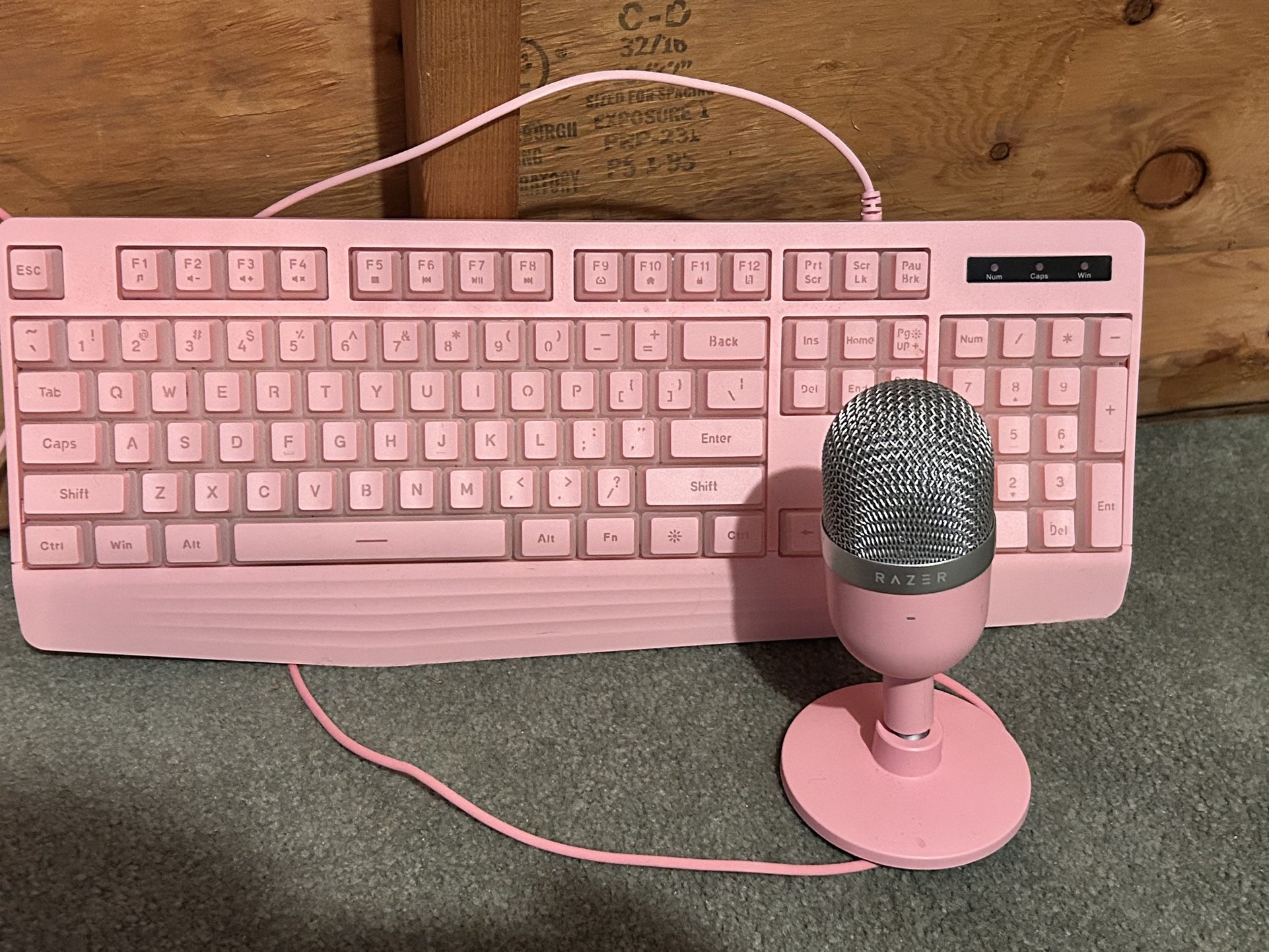 Pink Gaming Mic And Key Board