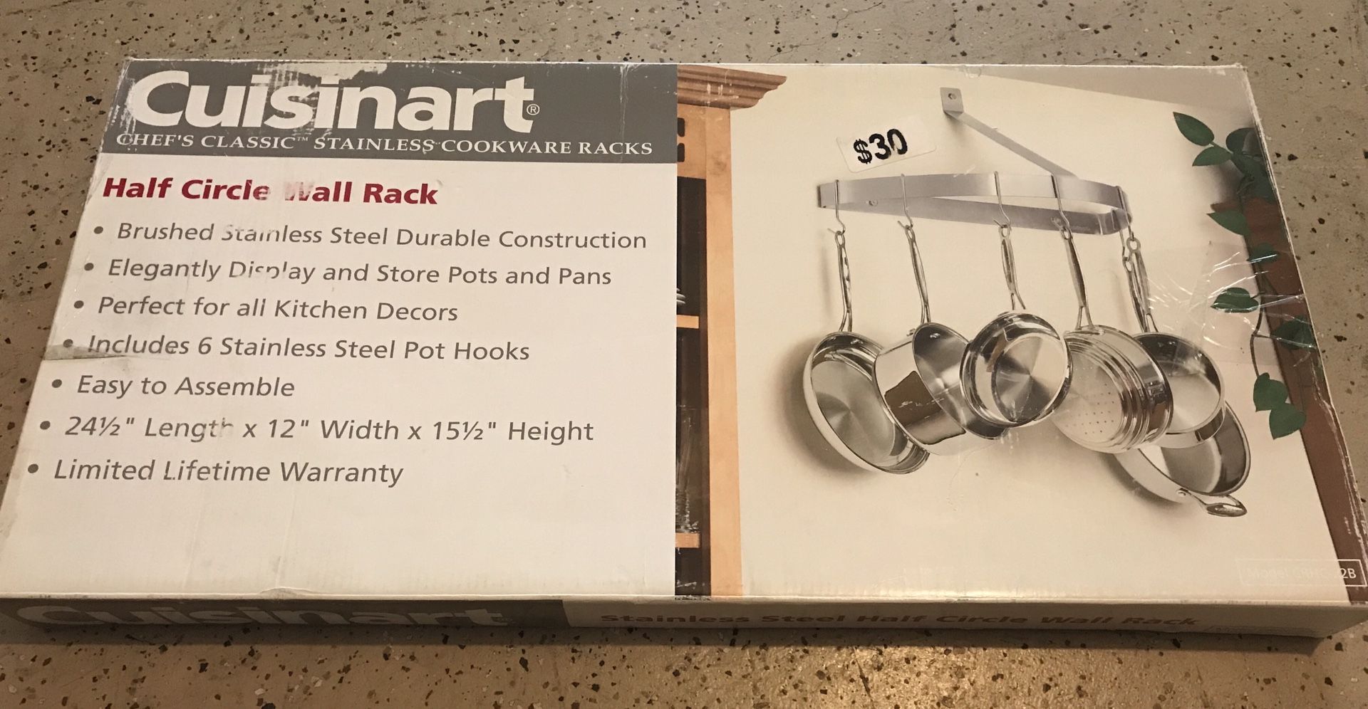 Half circle wall pot rack