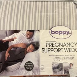Boppy Pregnancy Support Wedge Pillow Baby Bump Jersey Slipcovered Gray Striped