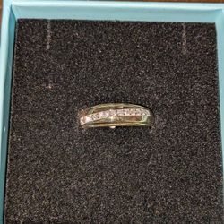 Natural Diamond Ring Gold Over Silver Size 10