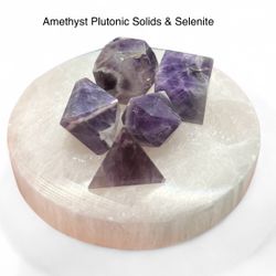 Amethyst Platonic Solids & Selenite Plate Set