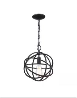 Home Decorators Collection Sarolta Sands Light Pendant Black Finish 60W Max  Adjustable Length 74in