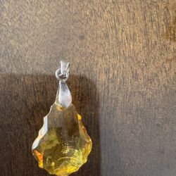 Yellow Glass Baroque Glass Necklace  Pendant Made with Swarovski 