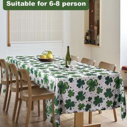 St. Patrick's Day Tablecloth Rectangle, Shamrock Table Cloth 60 x 102 Inch