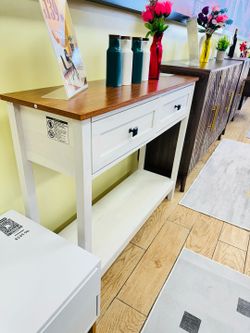 Elmwood Rustic Console Table with 2 Drawers