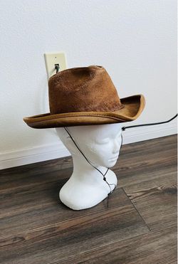 Stetson Brown Suede Western Hat with Leather Brim