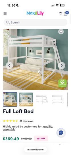Full Size Solid Wood 400 lb capacity Loft Bed