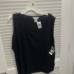 Misook Women’s Black Sleeveless Acrylic Knit Blouse 