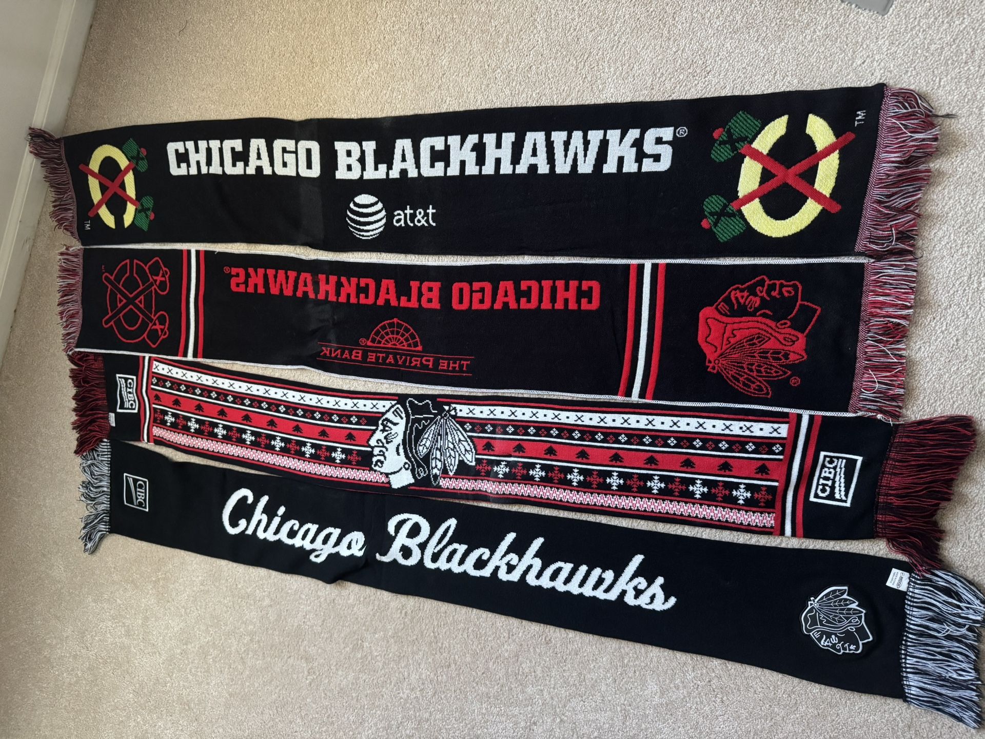 Chicago Blackhawks Custom SCARF’S Different Colors Front & Back