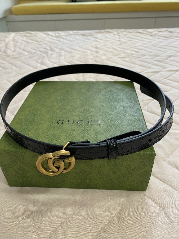 Gucci GG Black Leather Belt size 90